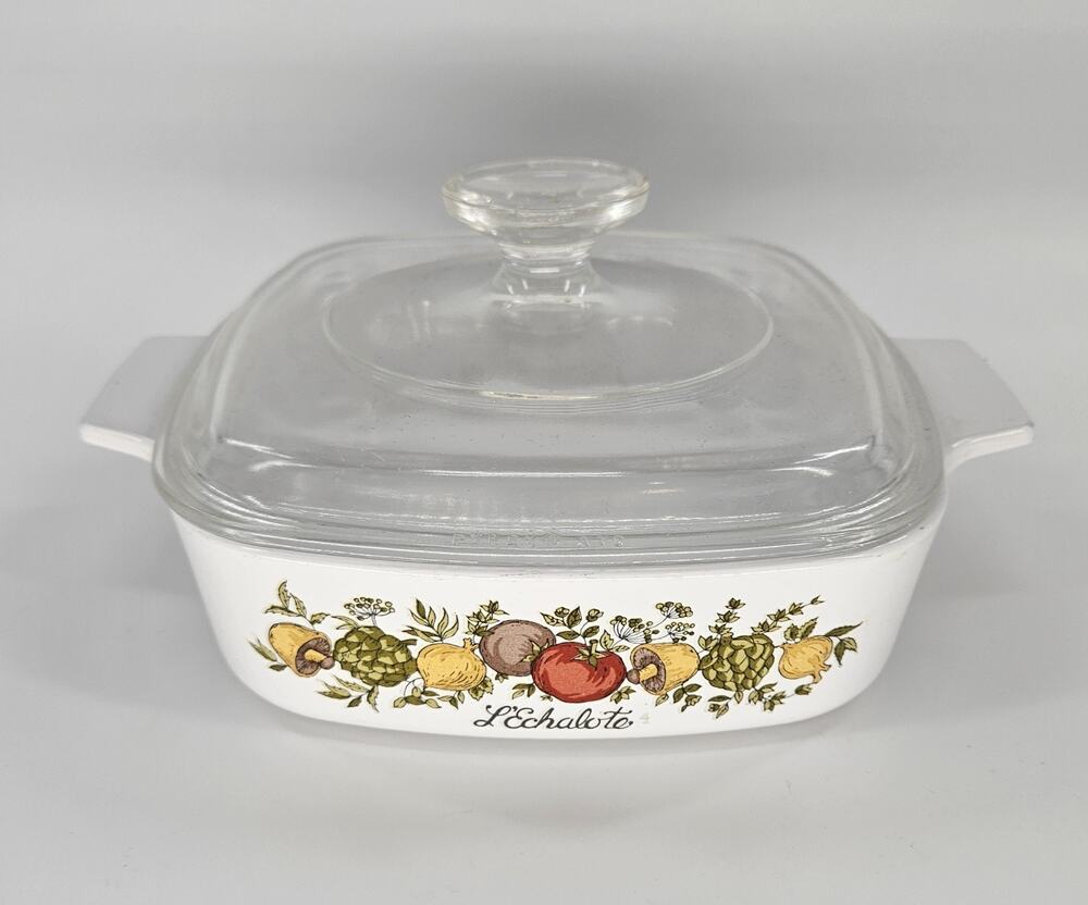 Vintage Corning Ware L'Echalote Spice of Life 1 Qt Casserole Pyrex Lid USA